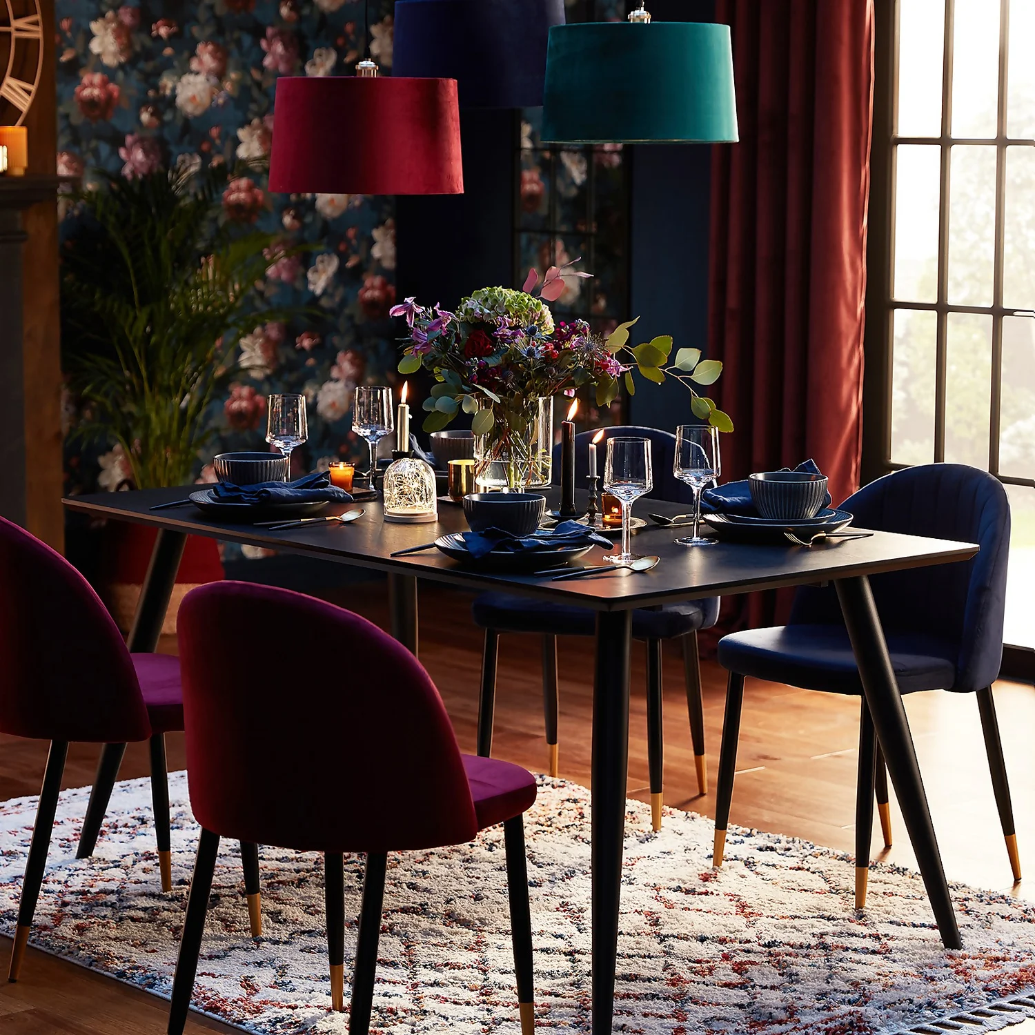 Illona Velvet Dining Chairs - Set Of 2 - Berry - Image 2