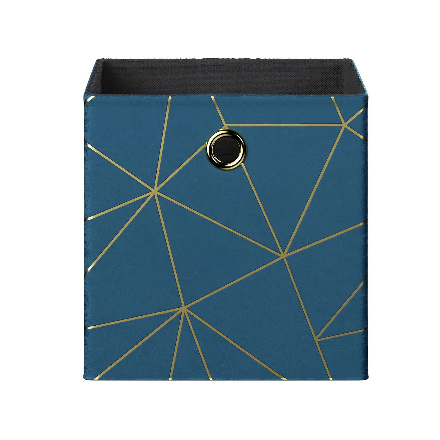 Clever Cube Velvet Geometric Insert - Smokey Blue & Gold - Image 4