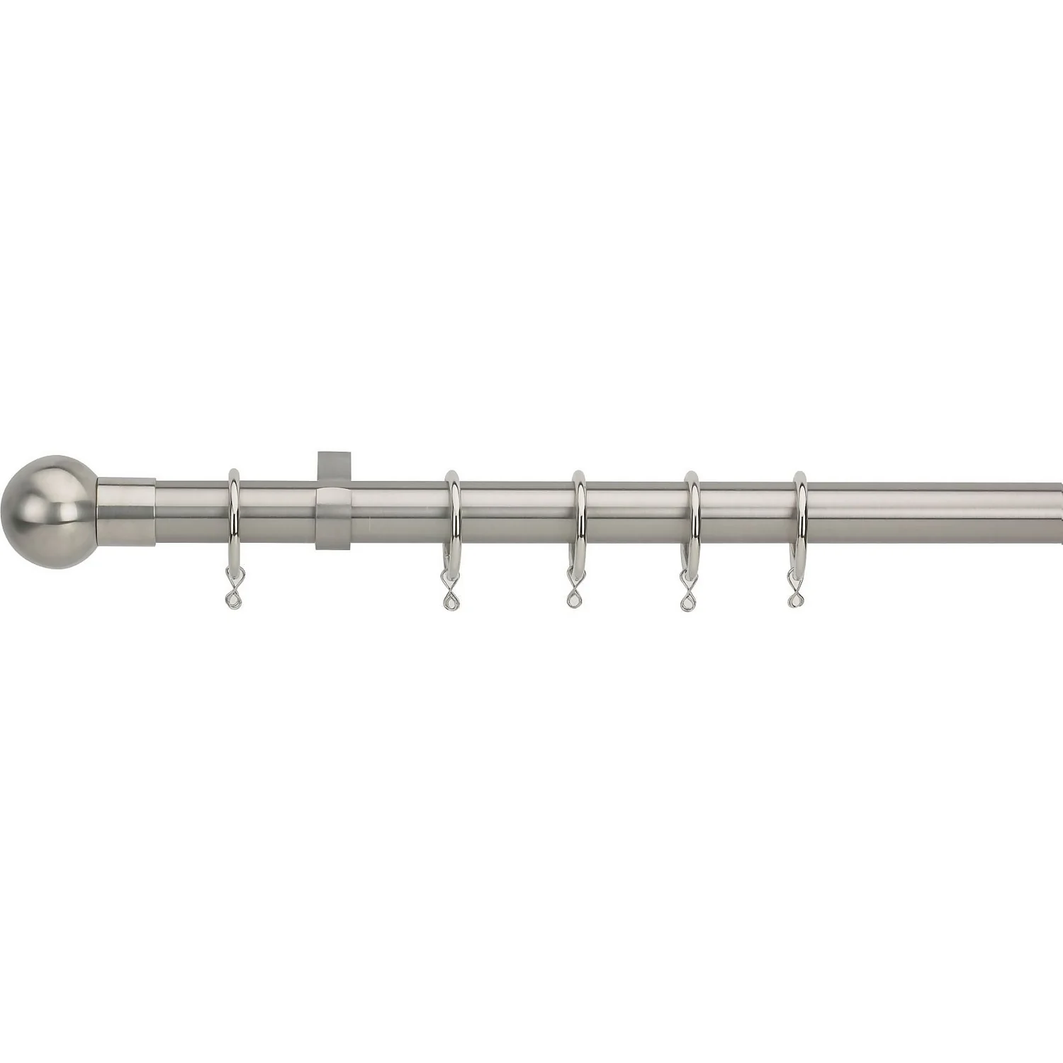 Extendable Ball Finial Curtain Pole - Satin Steel - 1.7-3m (25/28mm)