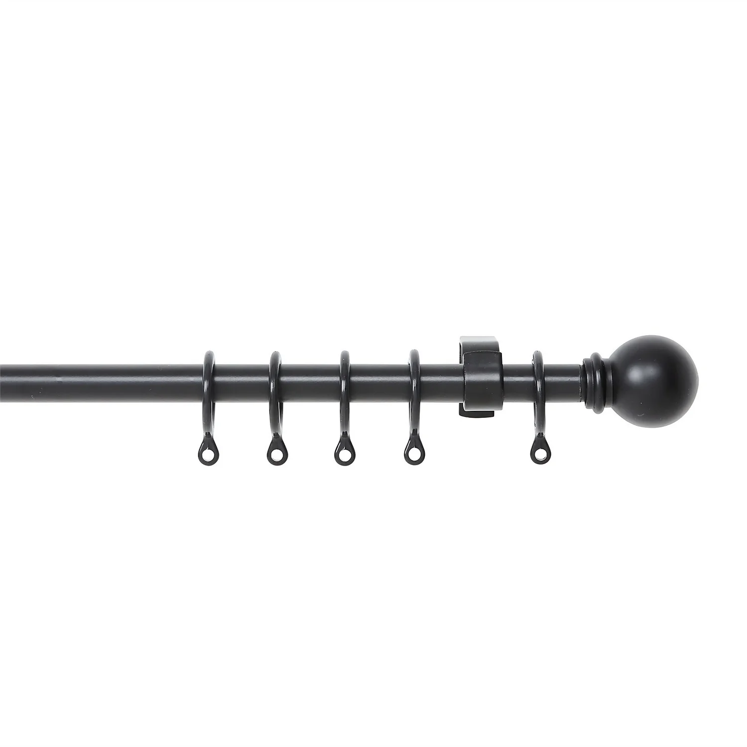 Extendable Ball Finial Curtain Pole - Black - 1.7-3m (13/16mm)