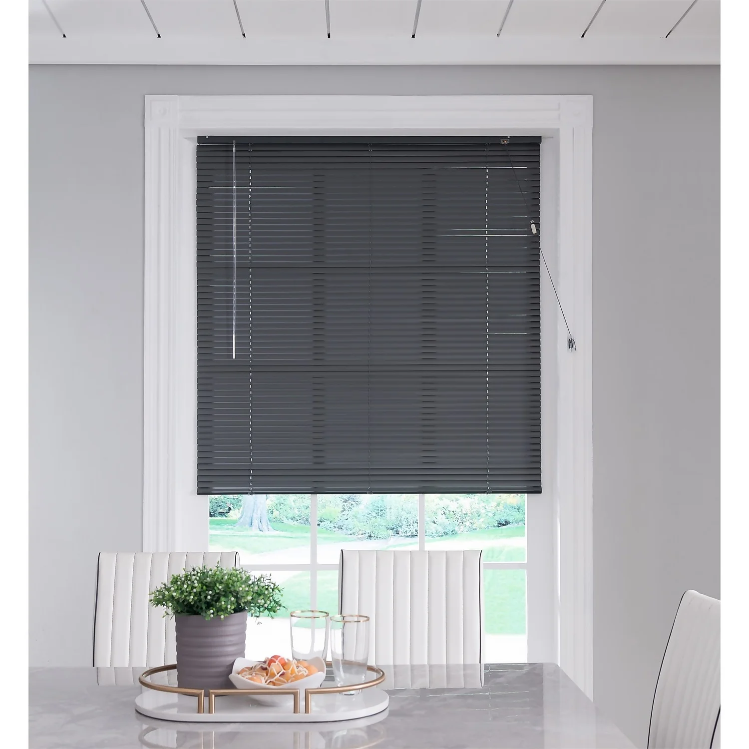 Aluminium Venetian Blind - Charcoal - 160x160cm