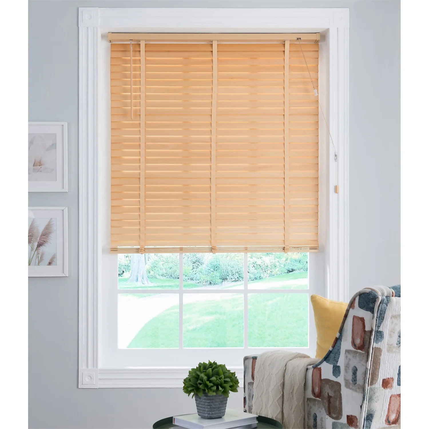 50mm Wood Venetian Blind - Natural - 60x130cm