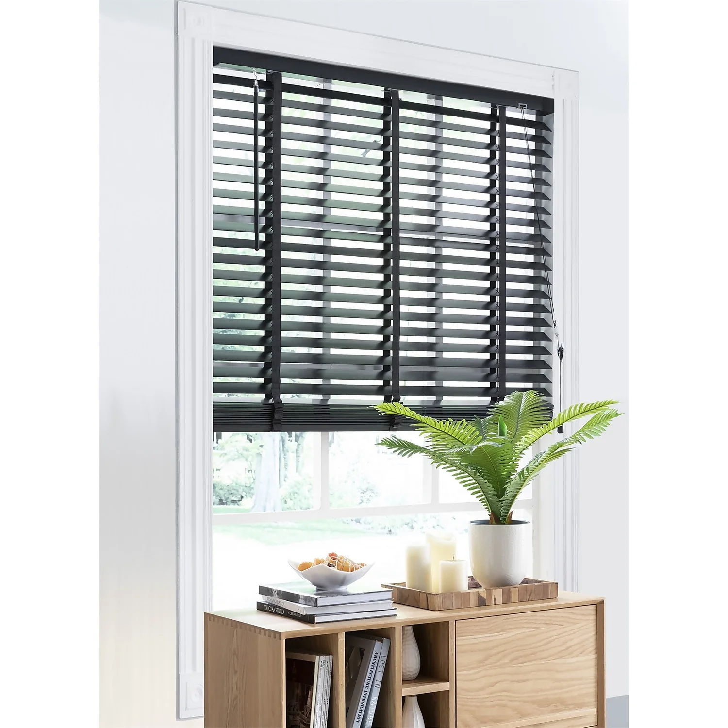 50mm Wood Venetian Blind - Slate - 60x160cm - Image 3