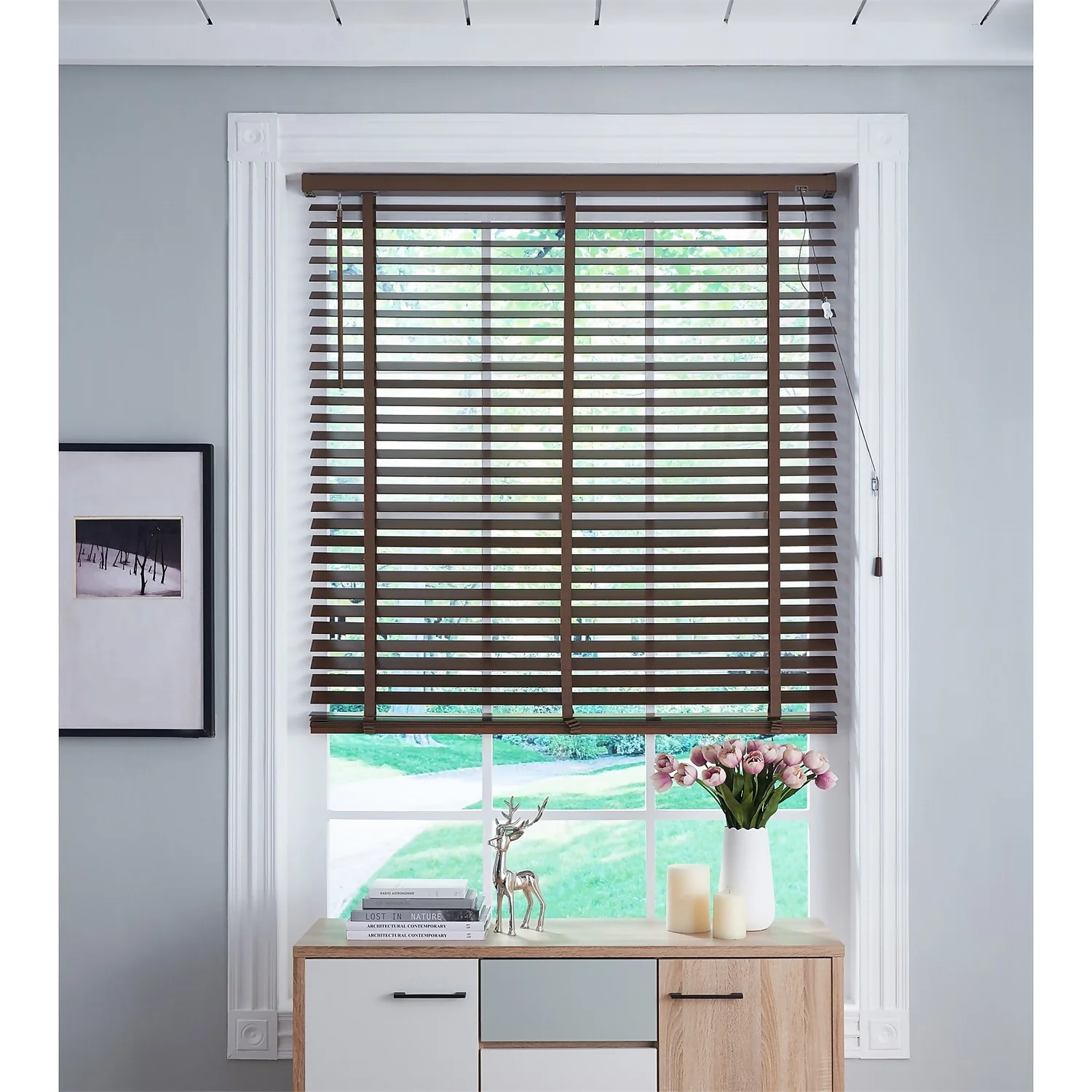 50mm Wood Venetian Blind - Walnut - 70x160cm - Image 2