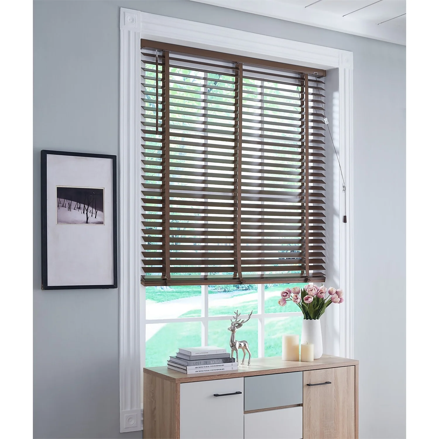 50mm Wood Venetian Blind - Walnut - 70x160cm - Image 3