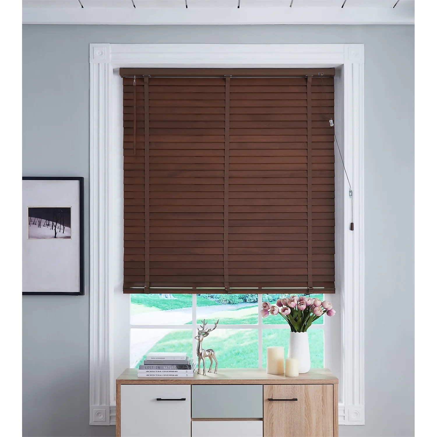 50mm Wood Venetian Blind - Walnut - 130x160cm