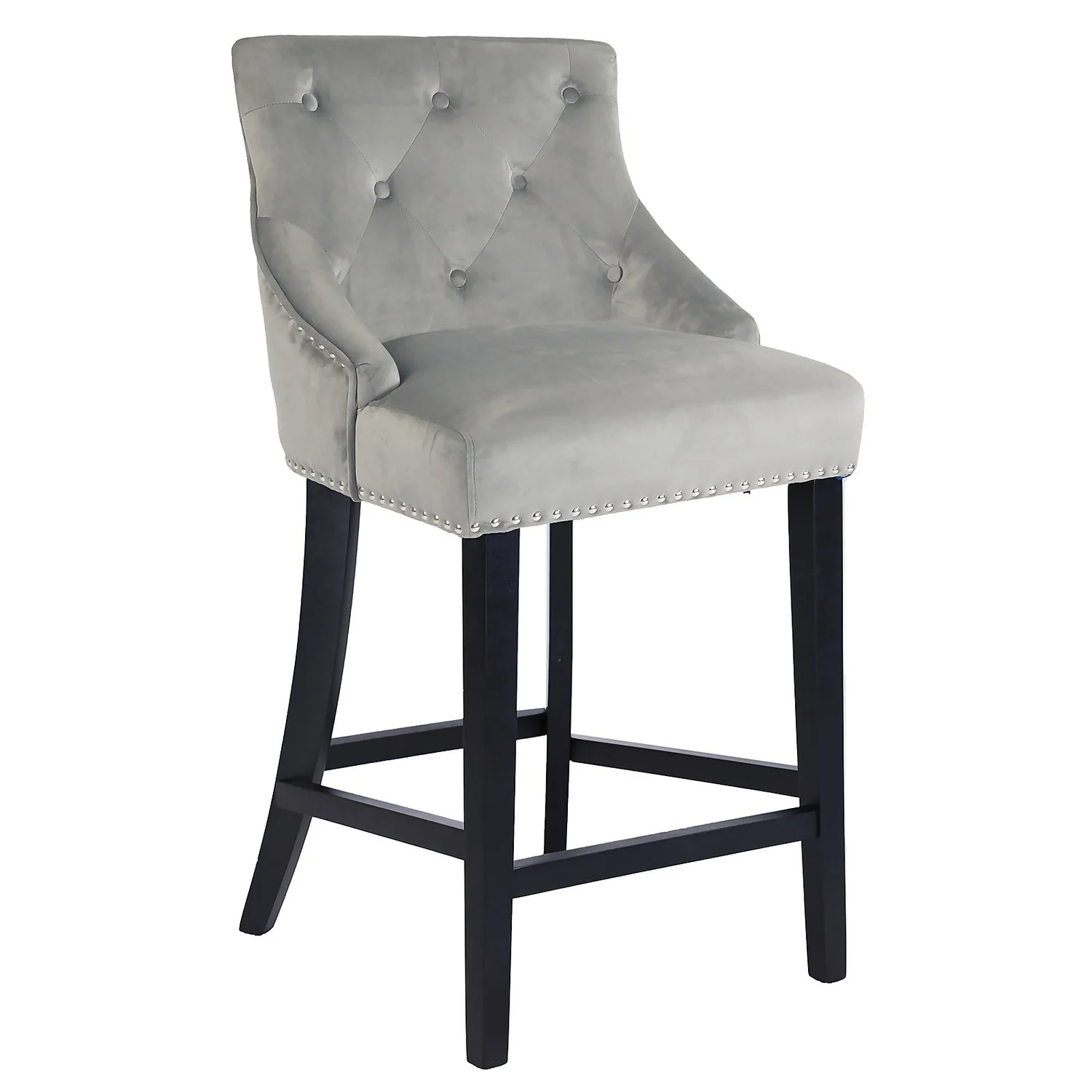 Annabelle Velvet Bar Stool - Grey