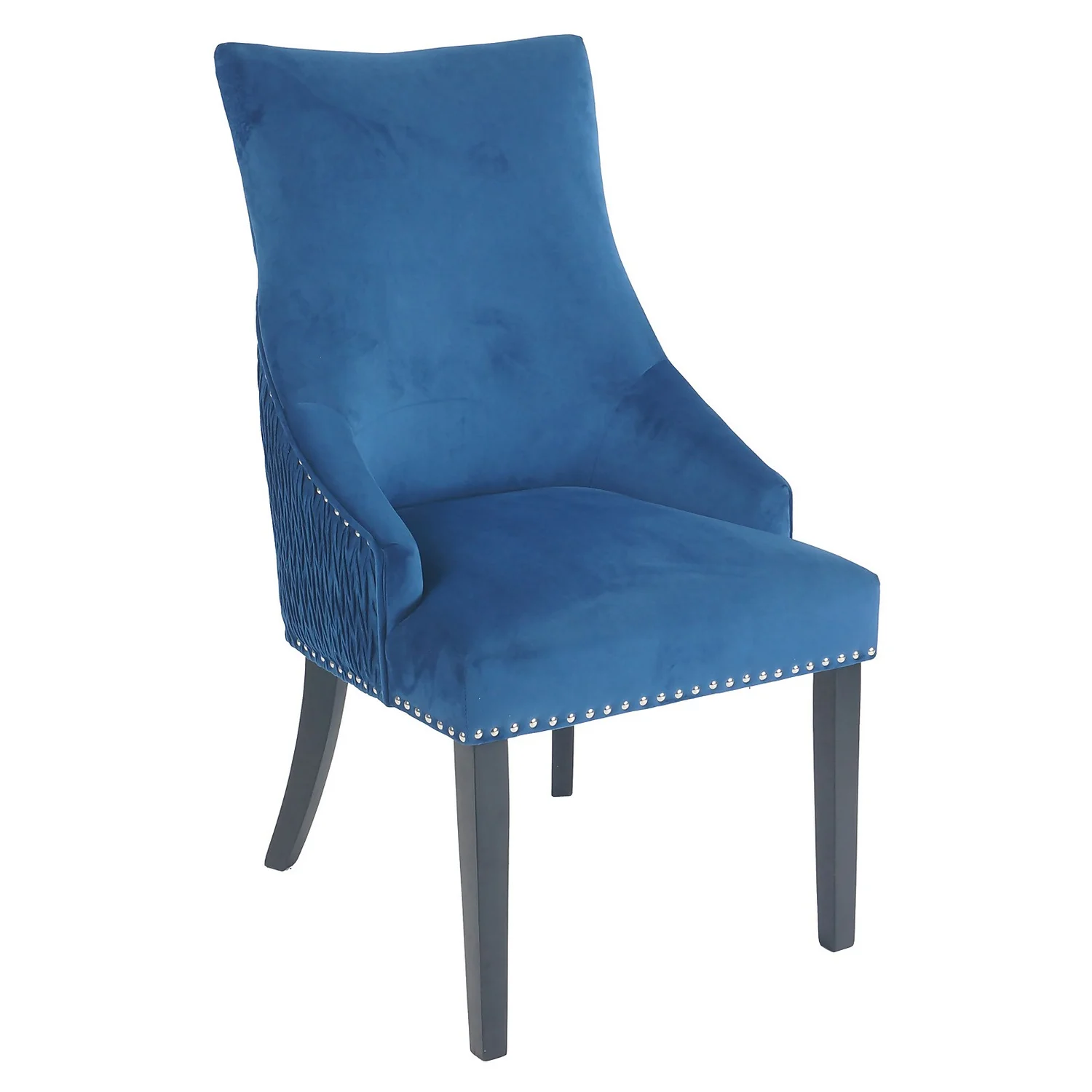 Annabelle Pleated Back Velvet Dining Chairs - Set Of 2 - Navy - Image 3