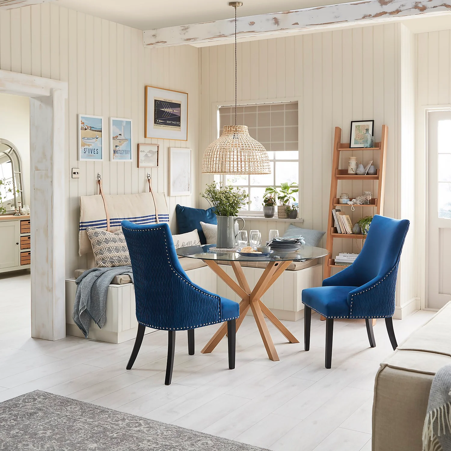 Annabelle Pleated Back Velvet Dining Chairs - Set Of 2 - Navy - Image 2