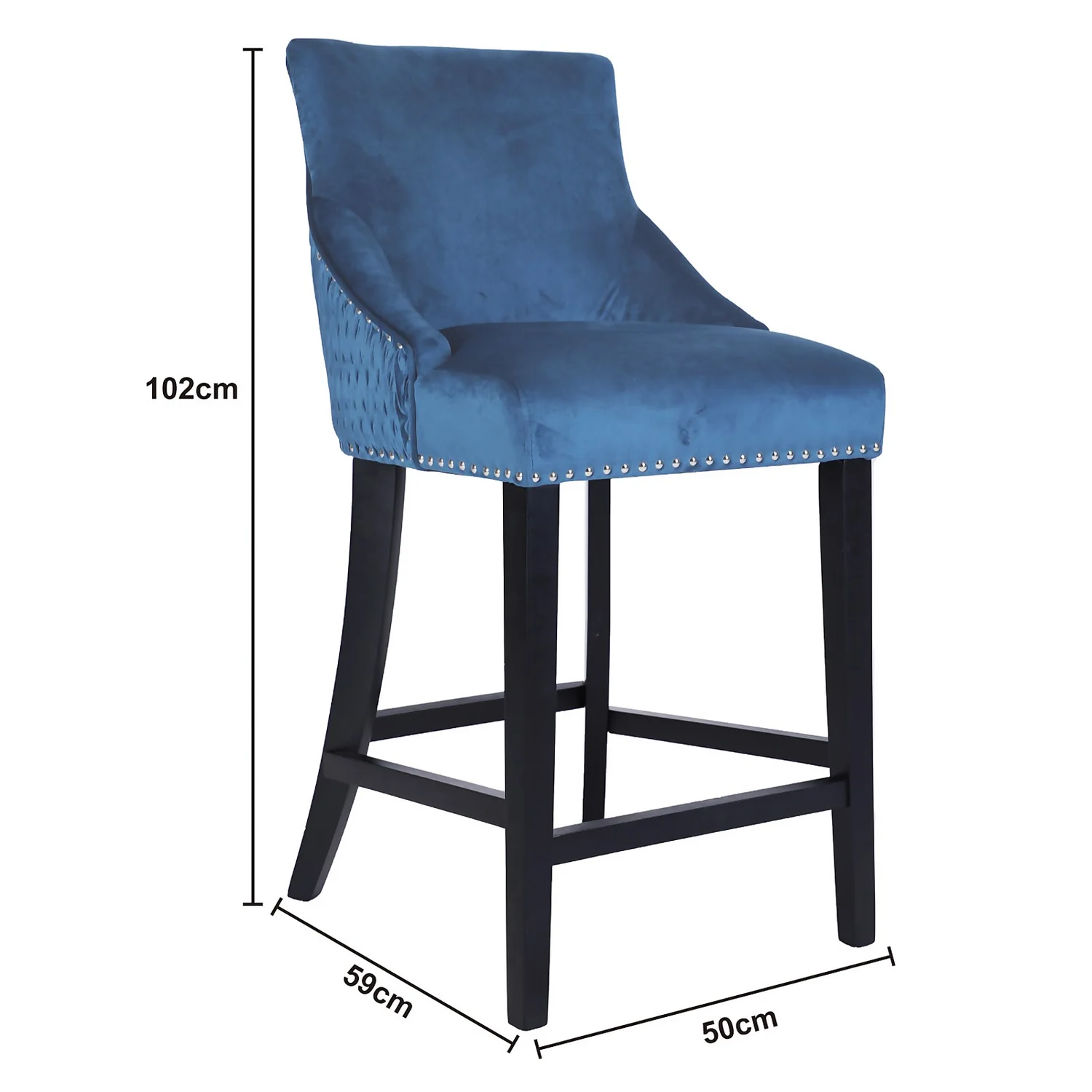 Annabelle Velvet Bar Stool - Navy - Image 6