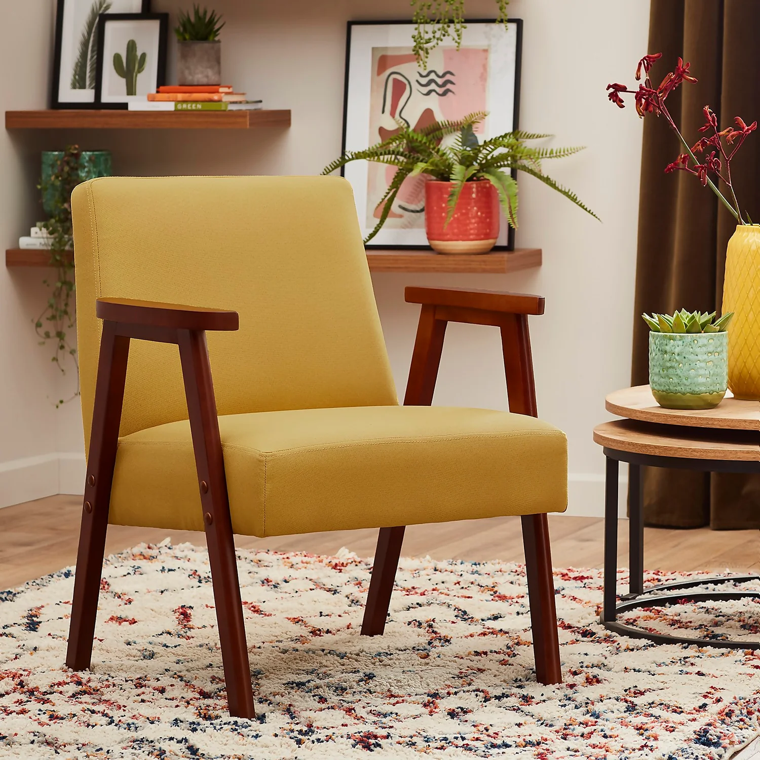 Alex Mid Century Armchair - Ochre - Image 2
