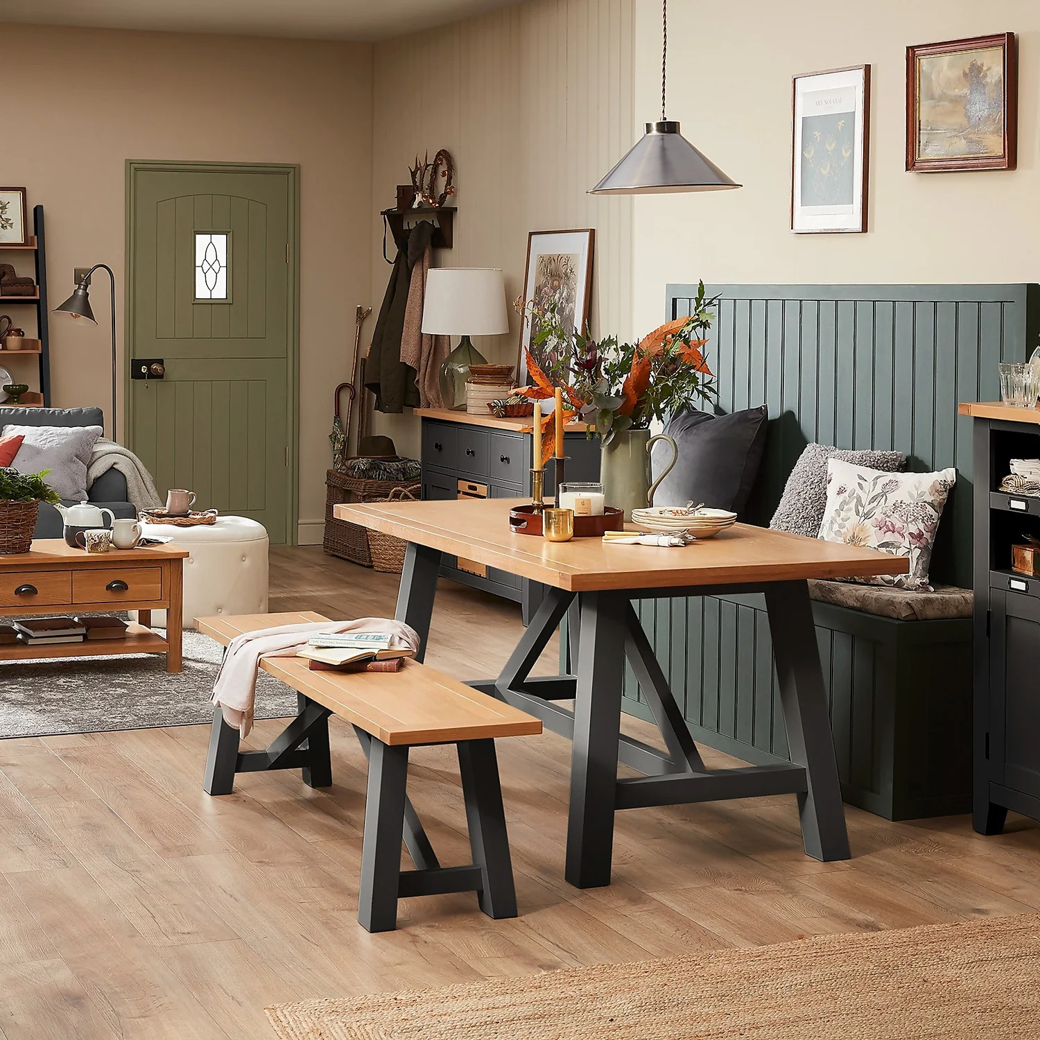 Ashstead Bench - Oak & Charcoal - Image 2