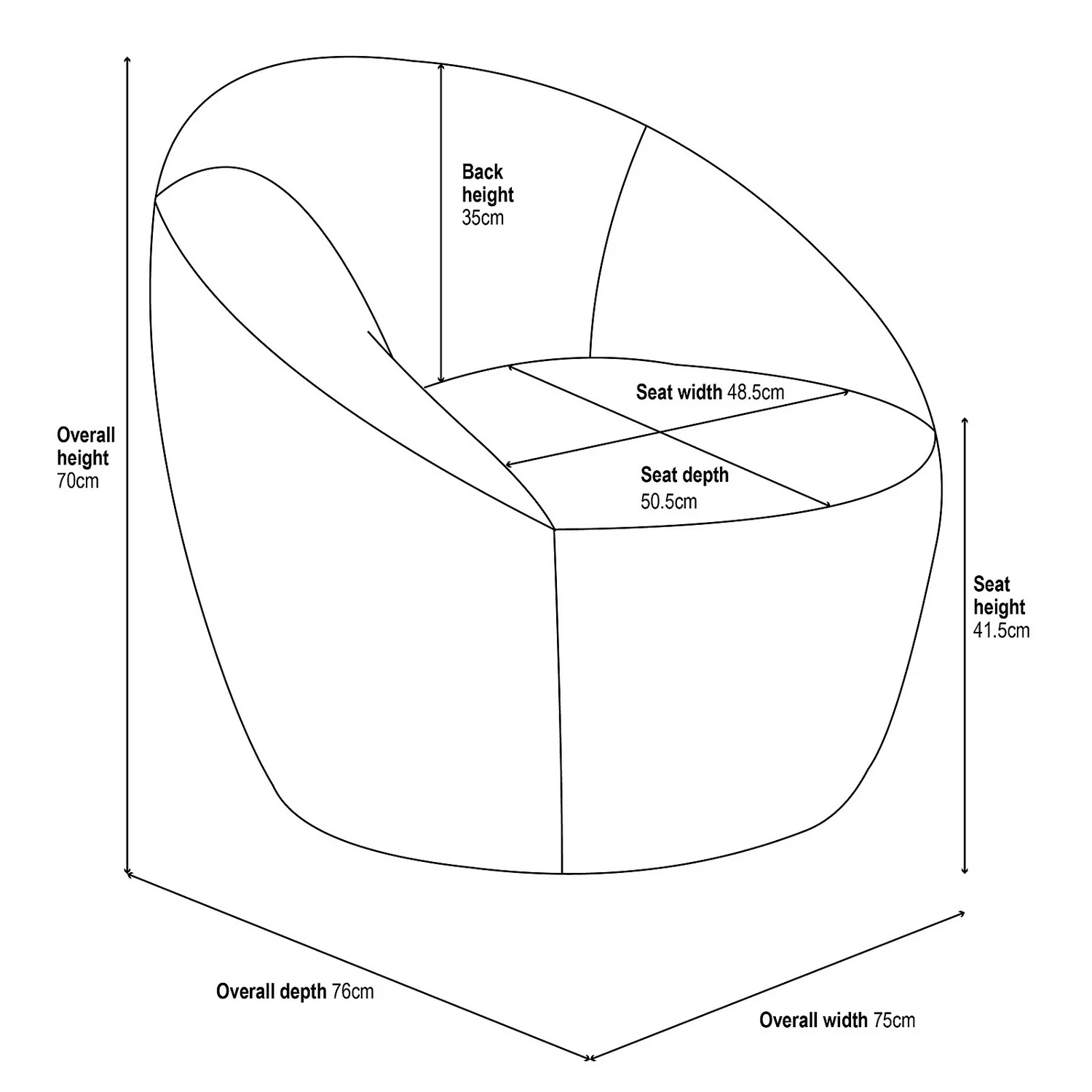 Bernie Boucle Chunky Tub Chair - Black - Image 8