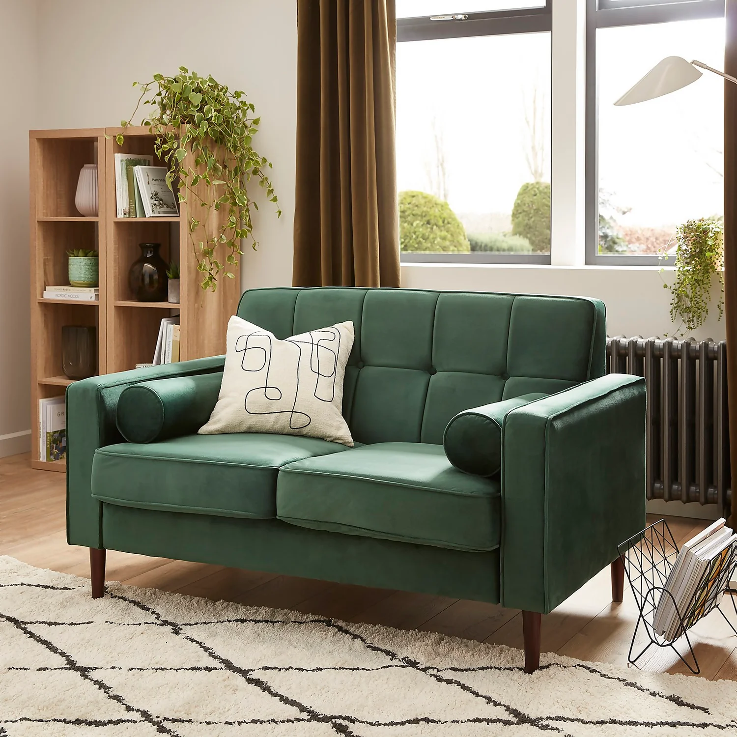 Draper Velvet 2 Seater Sofa In A Box - Green - Image 2