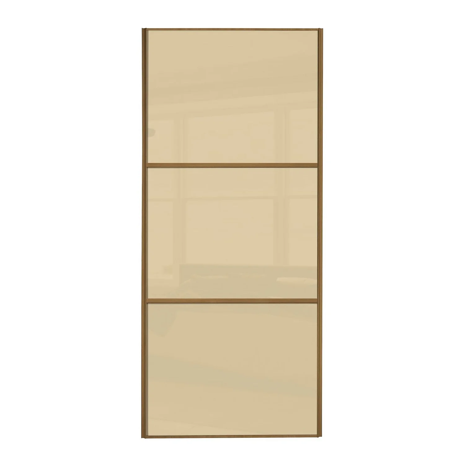 Linear Sliding Wardrobe Door 3 Panel Cream Glass With Windsor Oak Frame (W)610mm