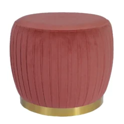 Gill Pleated Velvet Ottoman - Rose