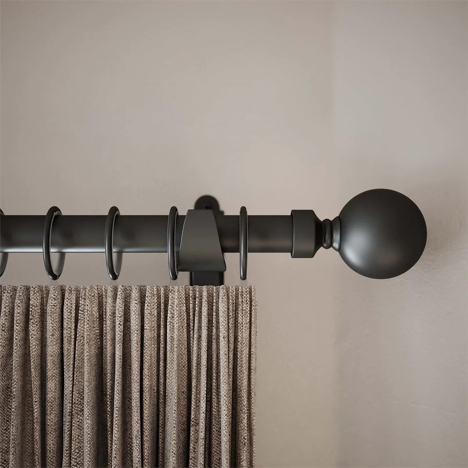 Rothley Baroque 25mm Solid Orb Curtain Pole Finials (Pair) - Matt Black - Image 2