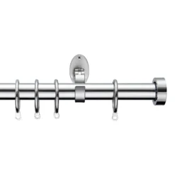 Extendable Curtain Pole With Crystal Finial - Steel