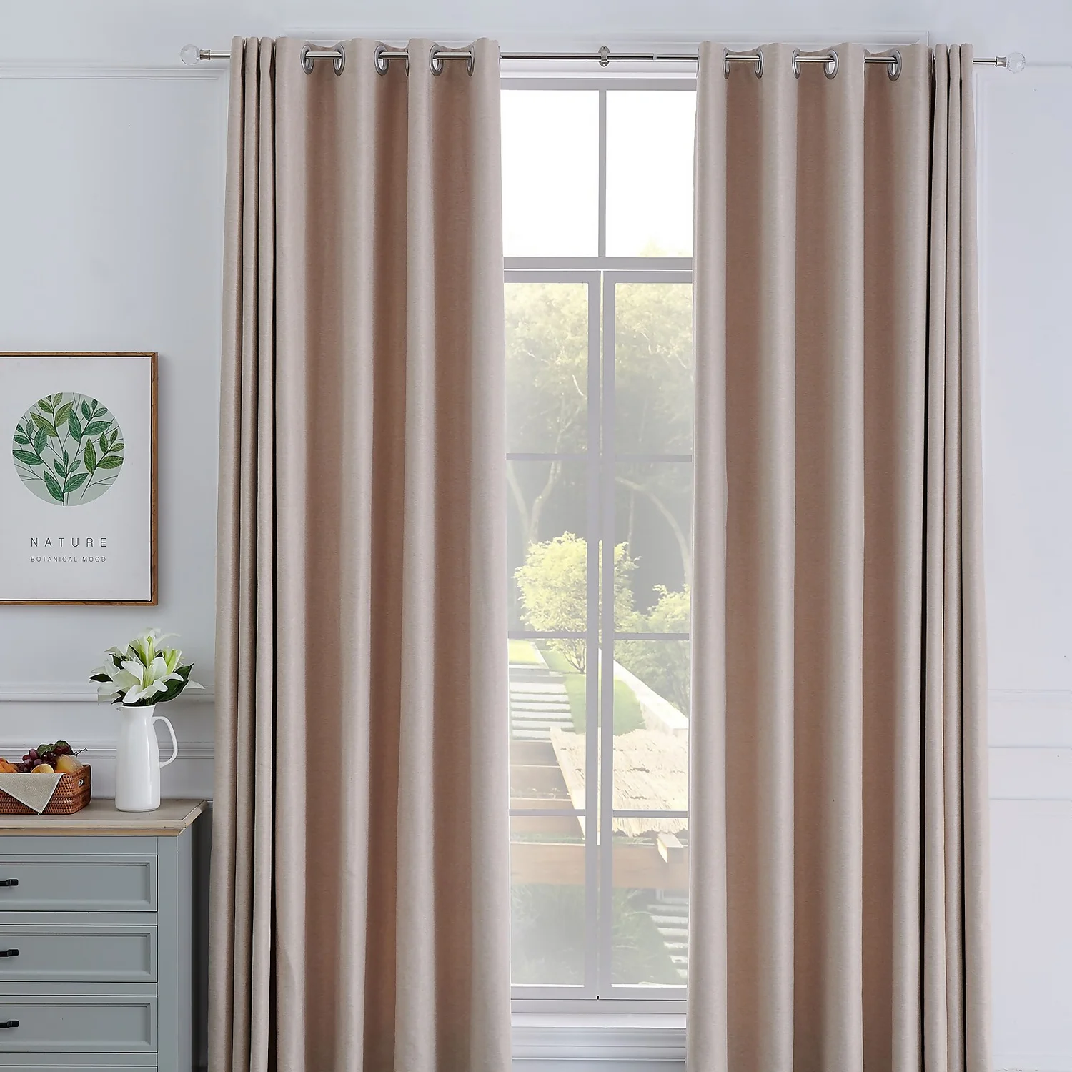 Extendable Curtain Pole With Crackle Glass Finial - Steel - Image 3