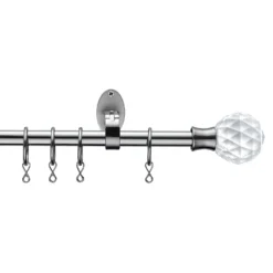 Extendable Curtain Pole With Crackle Glass Finial - Steel
