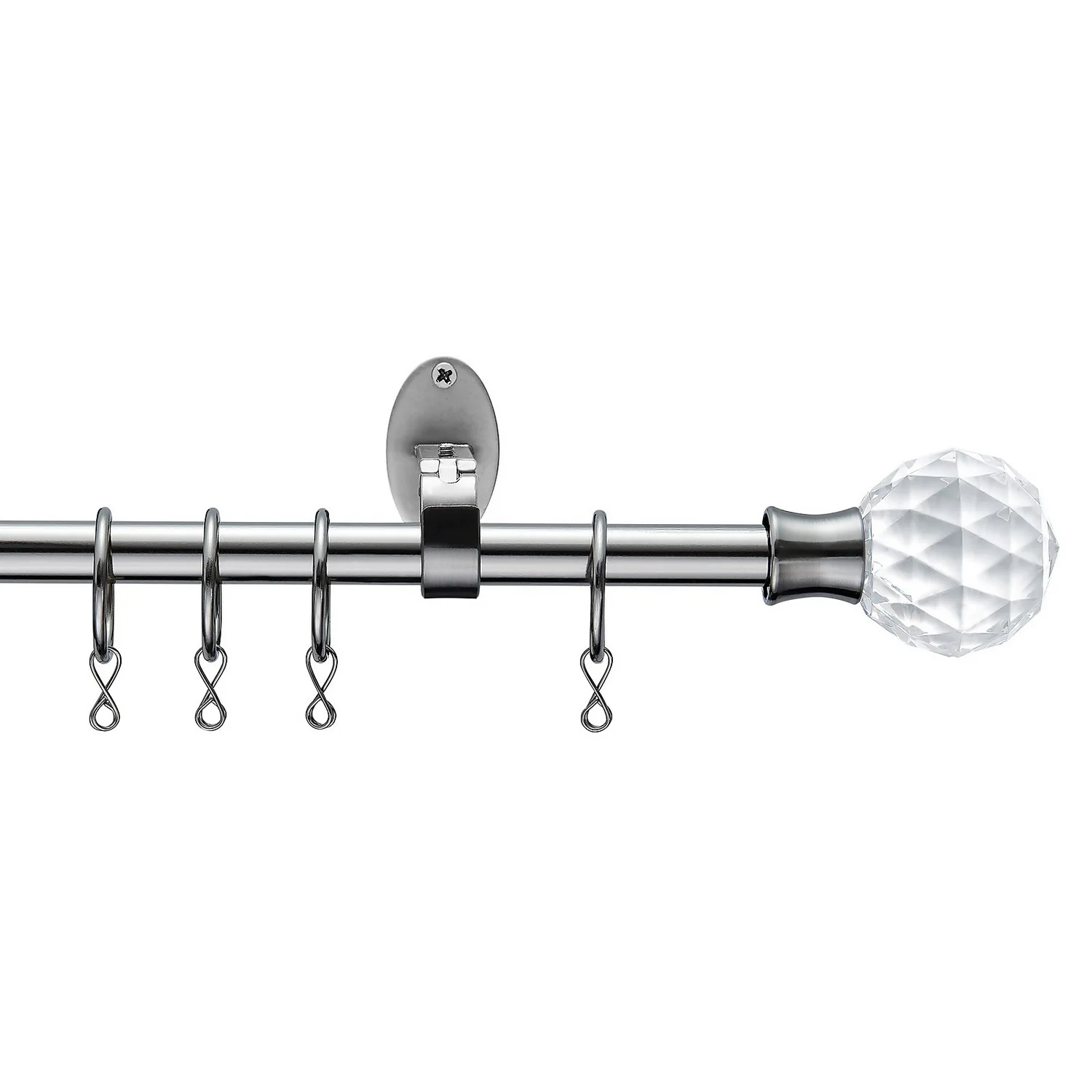 Extendable Curtain Pole With Crackle Glass Finial - Steel