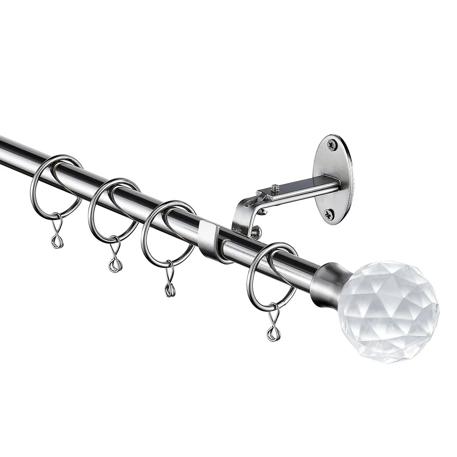 Extendable Curtain Pole With Crackle Glass Finial - Steel - Image 4