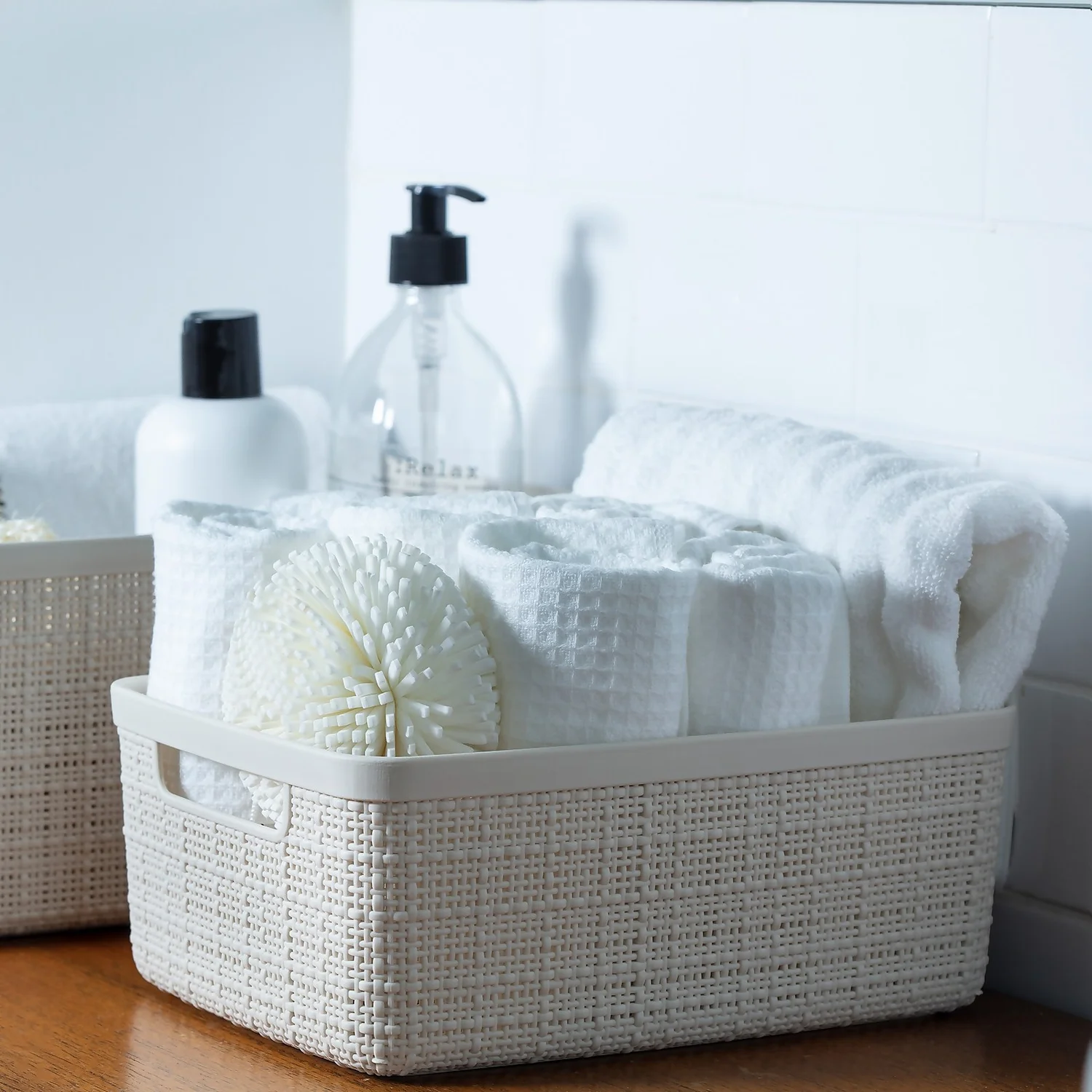 Curver Jute Small Recycled Storage Basket - 5L White - Image 2