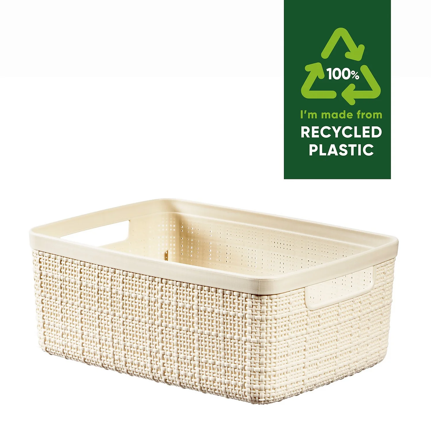Curver Jute Small Recycled Storage Basket - 5L White - Image 4