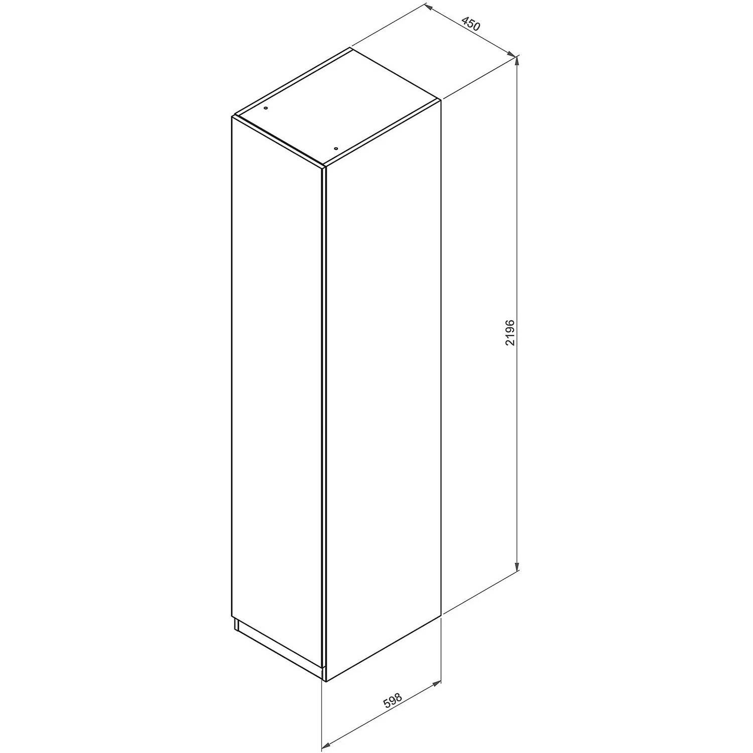 House Beautiful Honest Single Wardrobe, Oak Effect Carcass - Gloss White Slab Door (W) 450mm X (H) 2196mm - Image 5