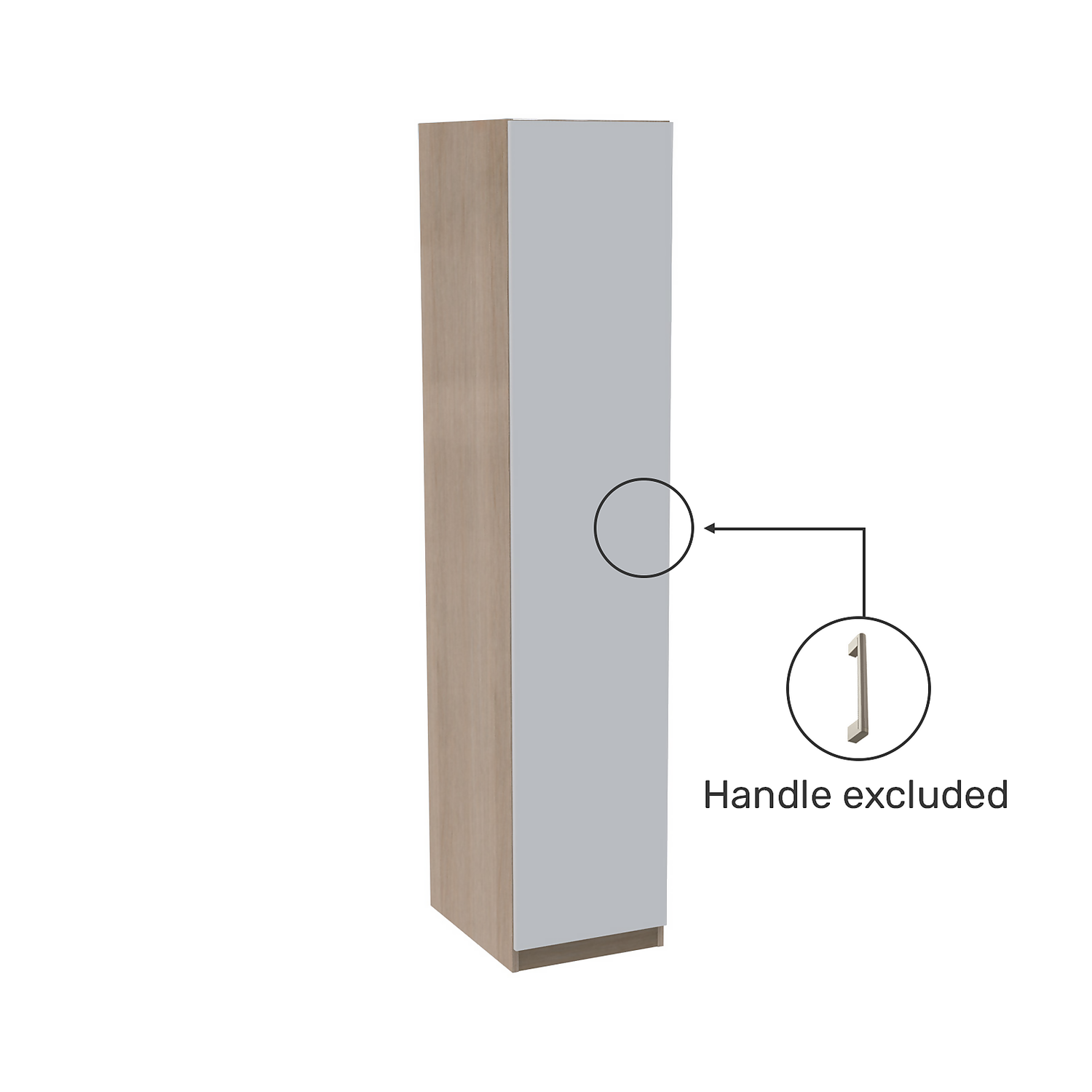 House Beautiful Honest Single Wardrobe, Oak Effect Carcass - Gloss White Slab Door (W) 450mm X (H) 2196mm - Image 3