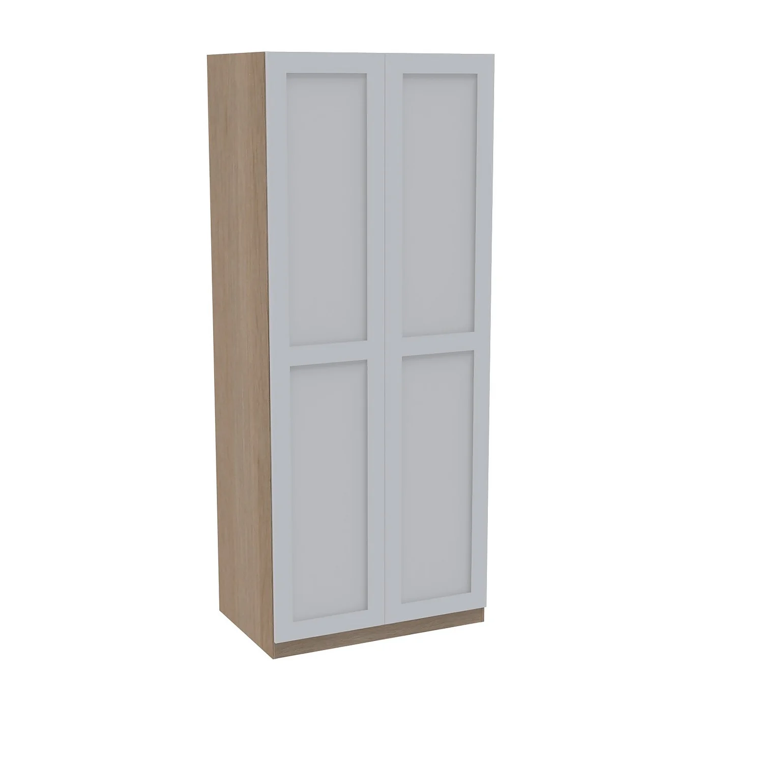 House Beautiful Realm Double Wardrobe, Oak Effect Carcass - White Shaker Doors (W) 900mm X (H) 2196mm