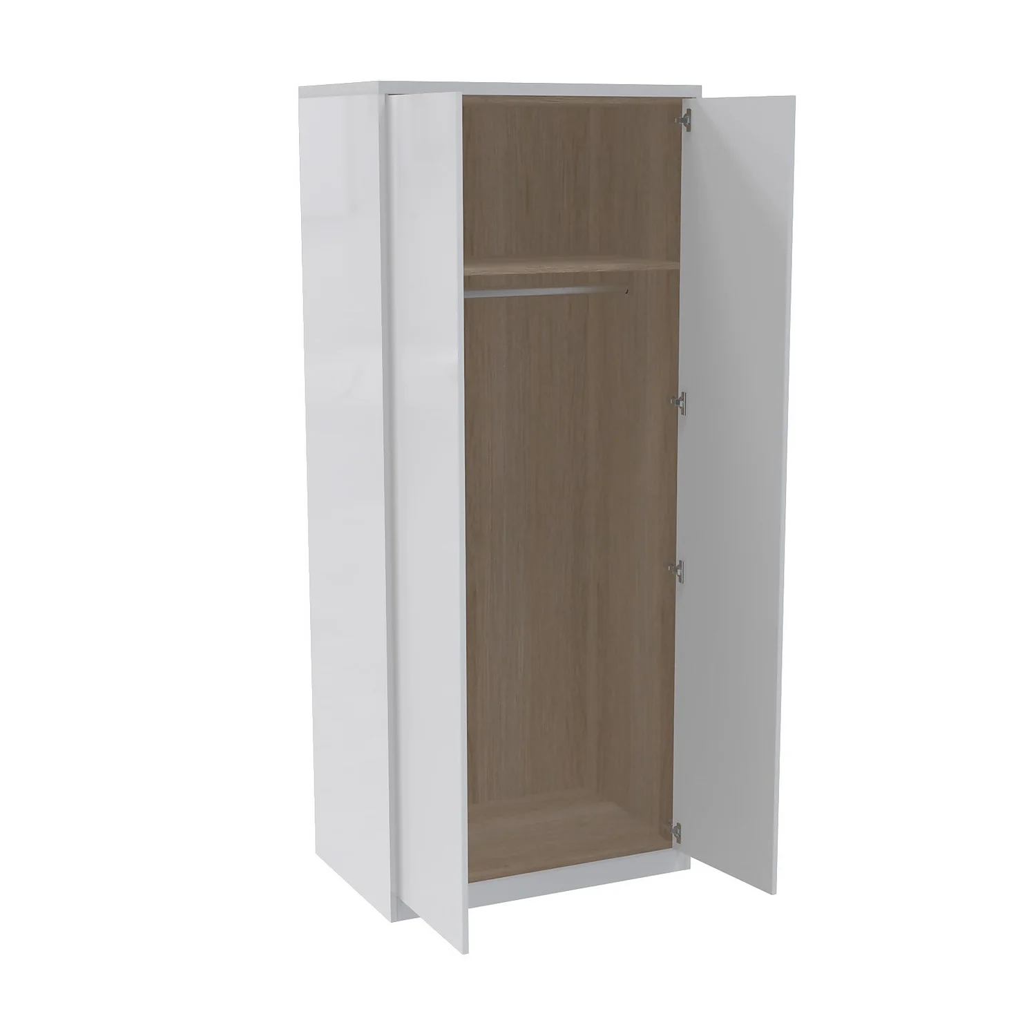 House Beautiful Escape Fitted Look Double Wardrobe, Oak Effect Carcass - Gloss White Handleless Doors (W) 940mm X (H) 2226mm - Image 2