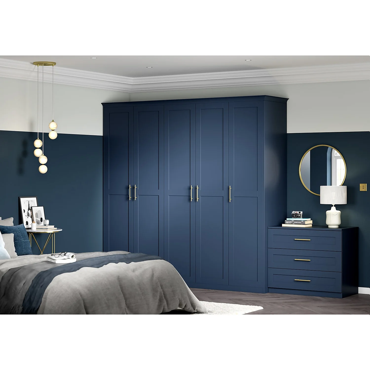 House Beautiful Realm Wide Chest Of Drawers - Navy Blue Shaker (W) 900mm X (H) 756mm - Image 7