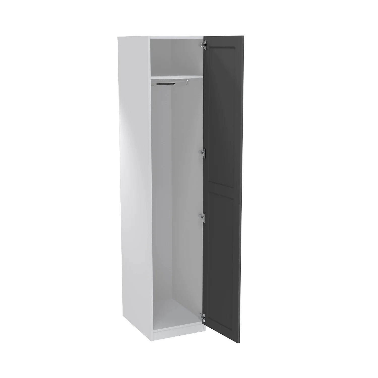 House Beautiful Realm Single Wardrobe, White Carcass - Carbon Grey Shaker Door (W) 450mm X (H) 2196mm - Image 2