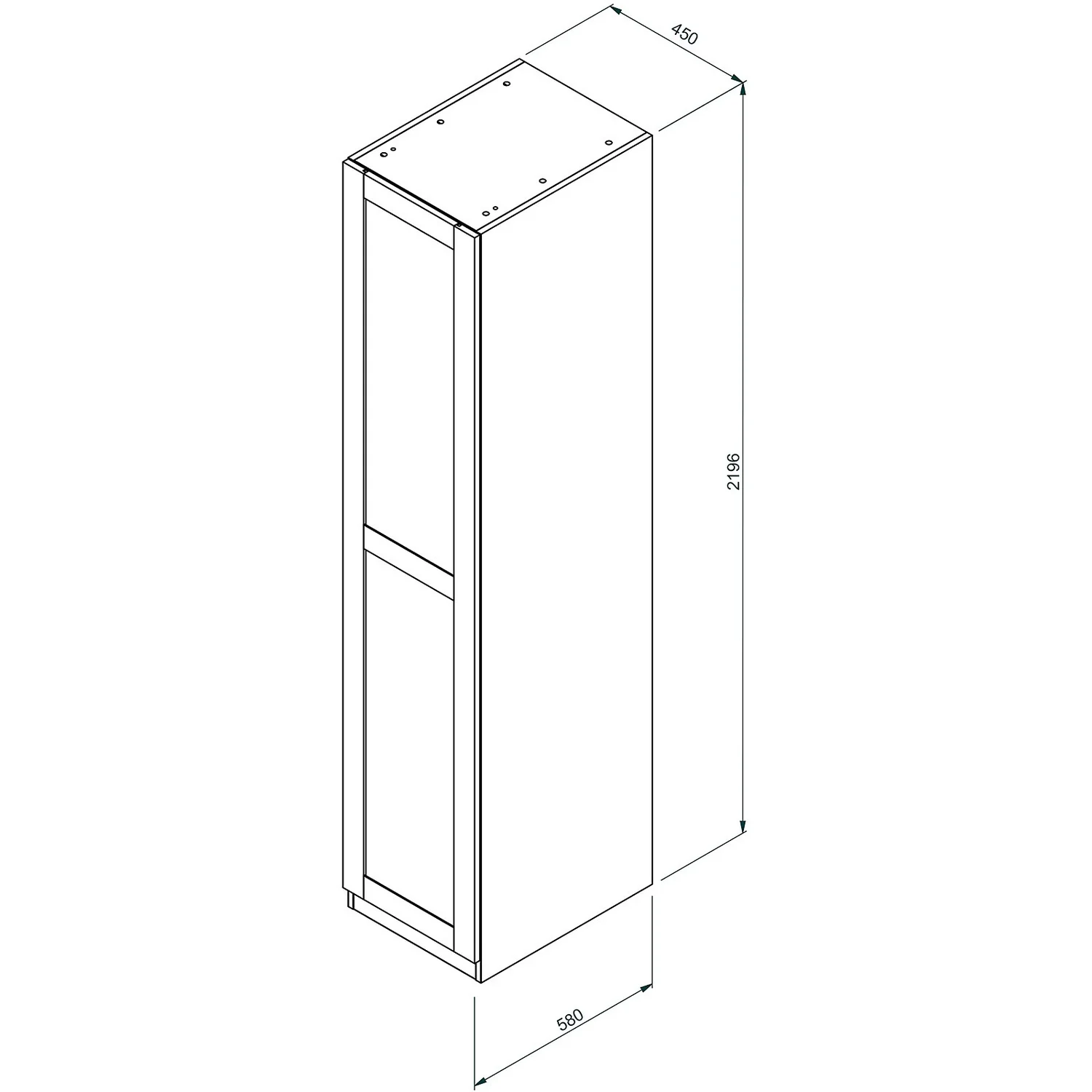 House Beautiful Realm Single Wardrobe, White Carcass - Carbon Grey Shaker Door (W) 450mm X (H) 2196mm - Image 5