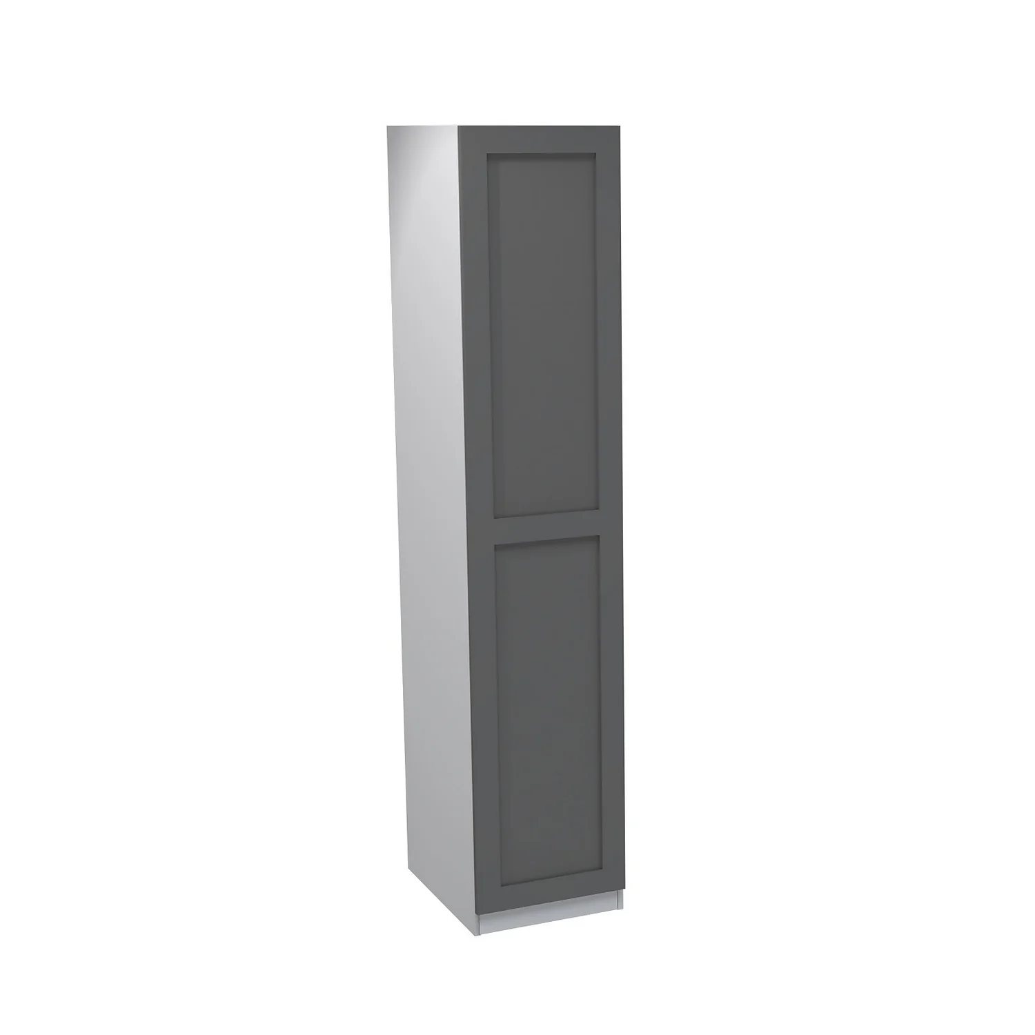 House Beautiful Realm Single Wardrobe, White Carcass - Carbon Grey Shaker Door (W) 450mm X (H) 2196mm