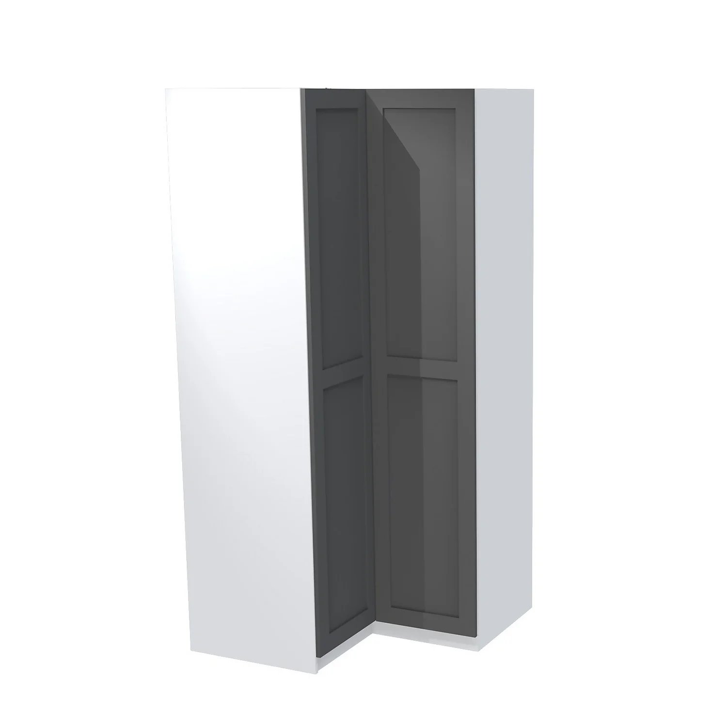 House Beautiful Realm Corner Wardrobe, White Carcass - Carbon Grey Shaker Doors (W) 1053mm X (H) 2196mm