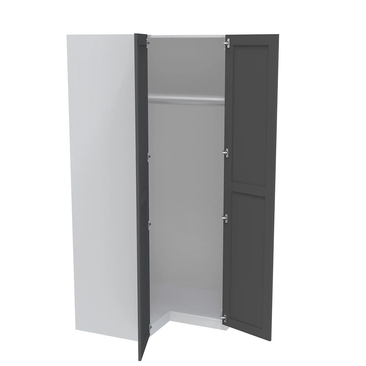 House Beautiful Realm Corner Wardrobe, White Carcass - Carbon Grey Shaker Doors (W) 1053mm X (H) 2196mm - Image 2