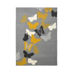 Butterfly Rug - Grey & Ochre - 120x170cm