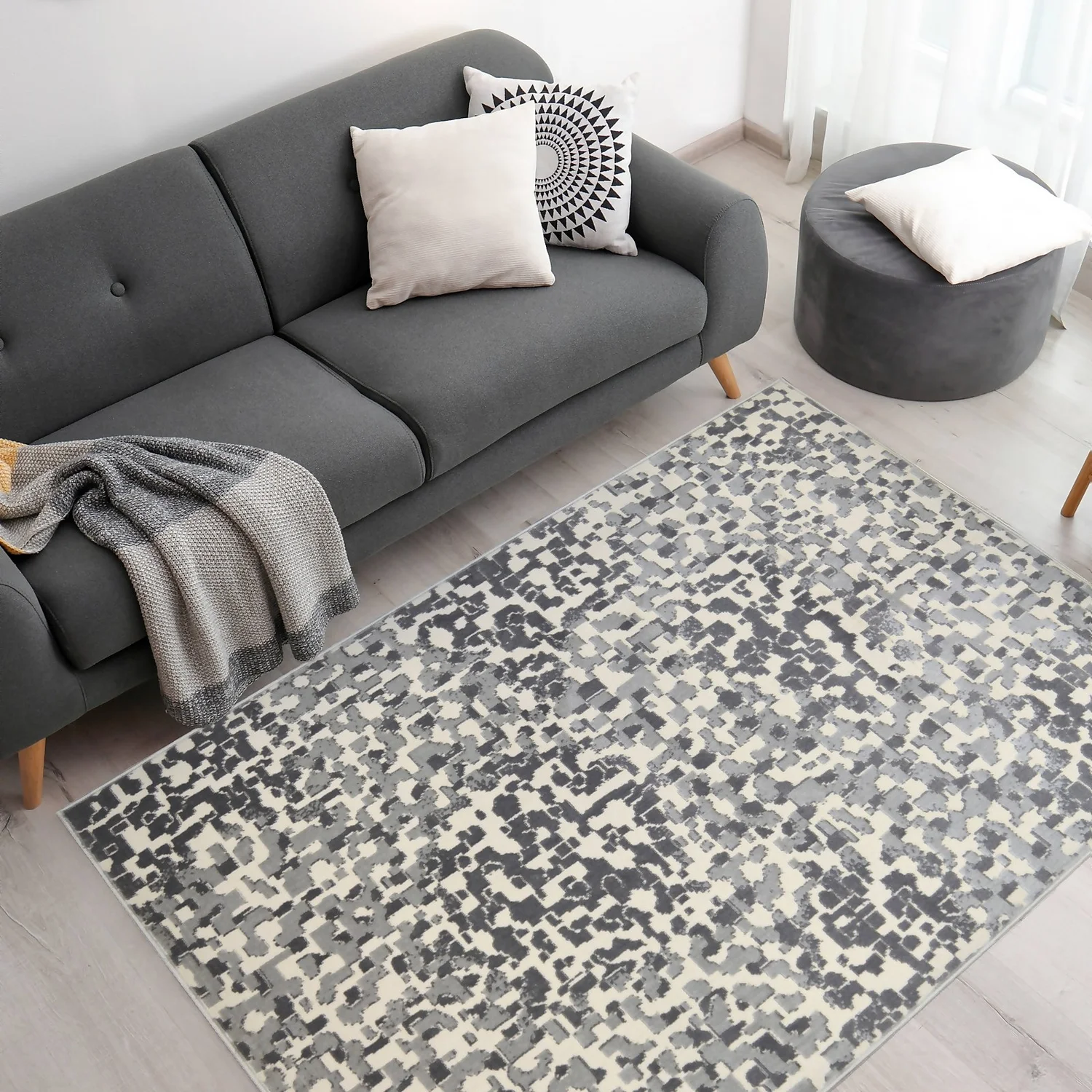 Abstract Pixels Rug - Grey - 160x230cm - Image 2