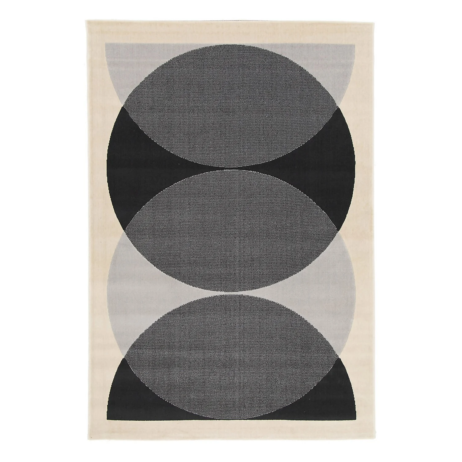 Retro Circle Rug - Monochrome - 160x230cm